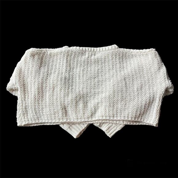 The Native One Cable Knit Sweater Cropped Dropped Shoulder Chunky Ivory Small - Picture 2 of 8